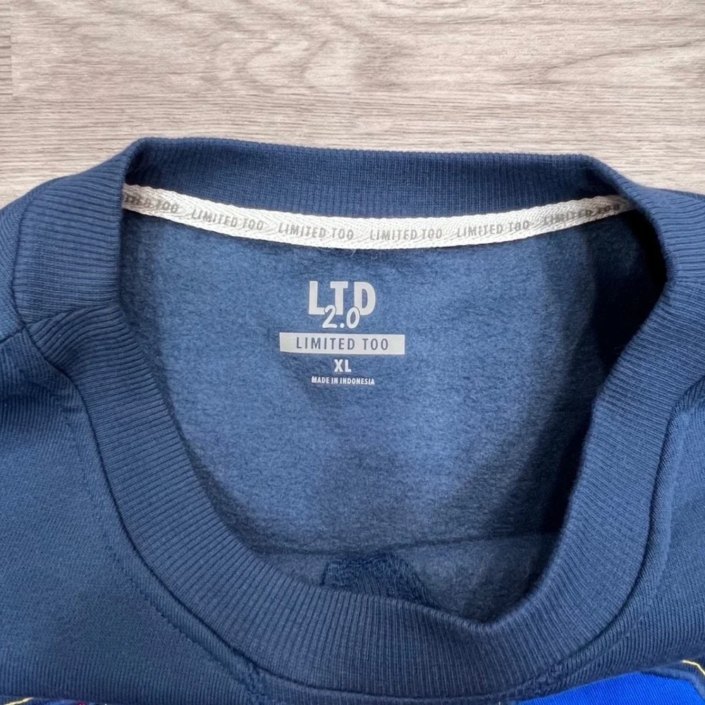 Limited Too LTD 2.0 Navy Blue Graphic Crewneck Sweatshirt XL 304883JR New